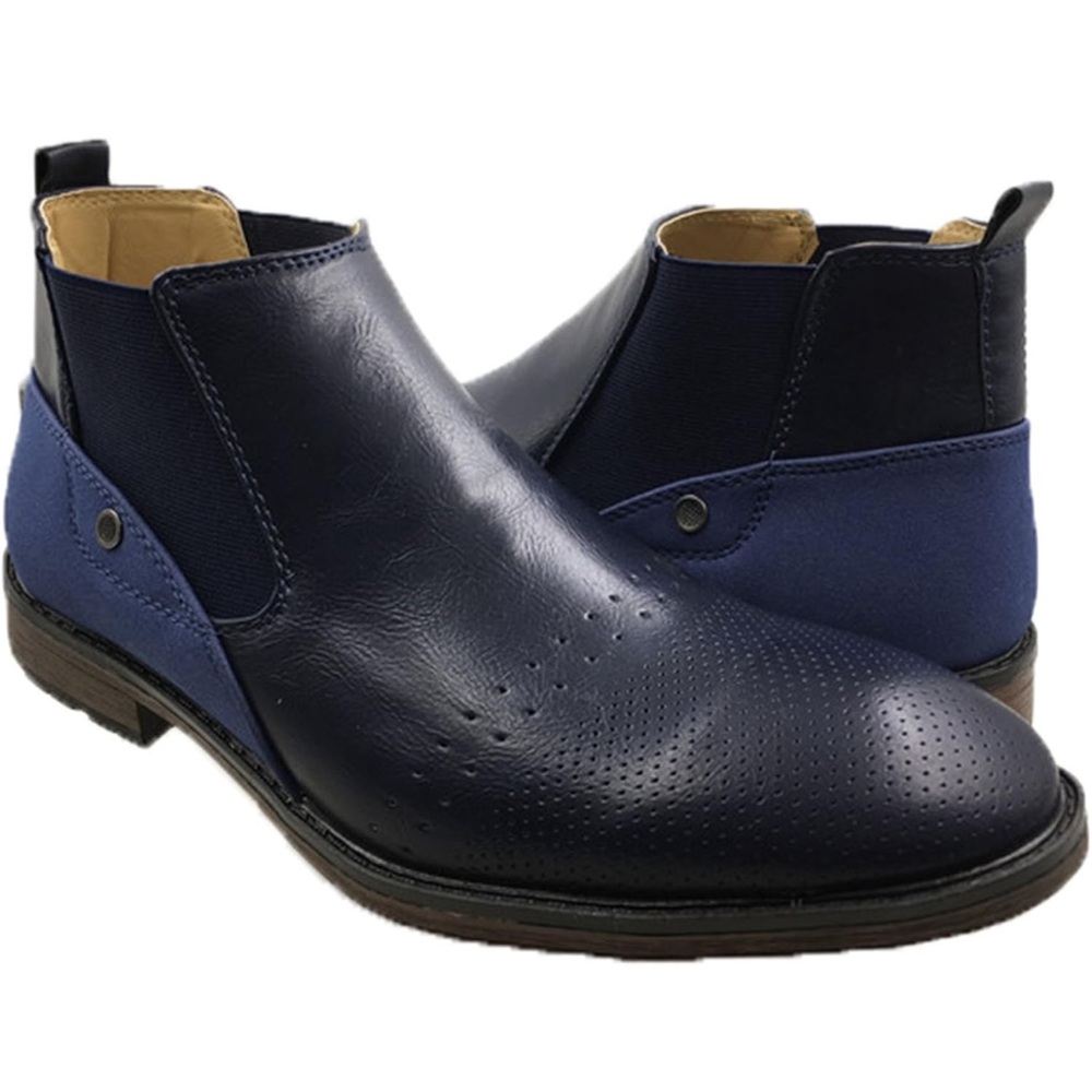 Andrew Fezza AF-8008 Adrian Men's Mix Media Low-Rise Boots NEW Blue Size 8.5